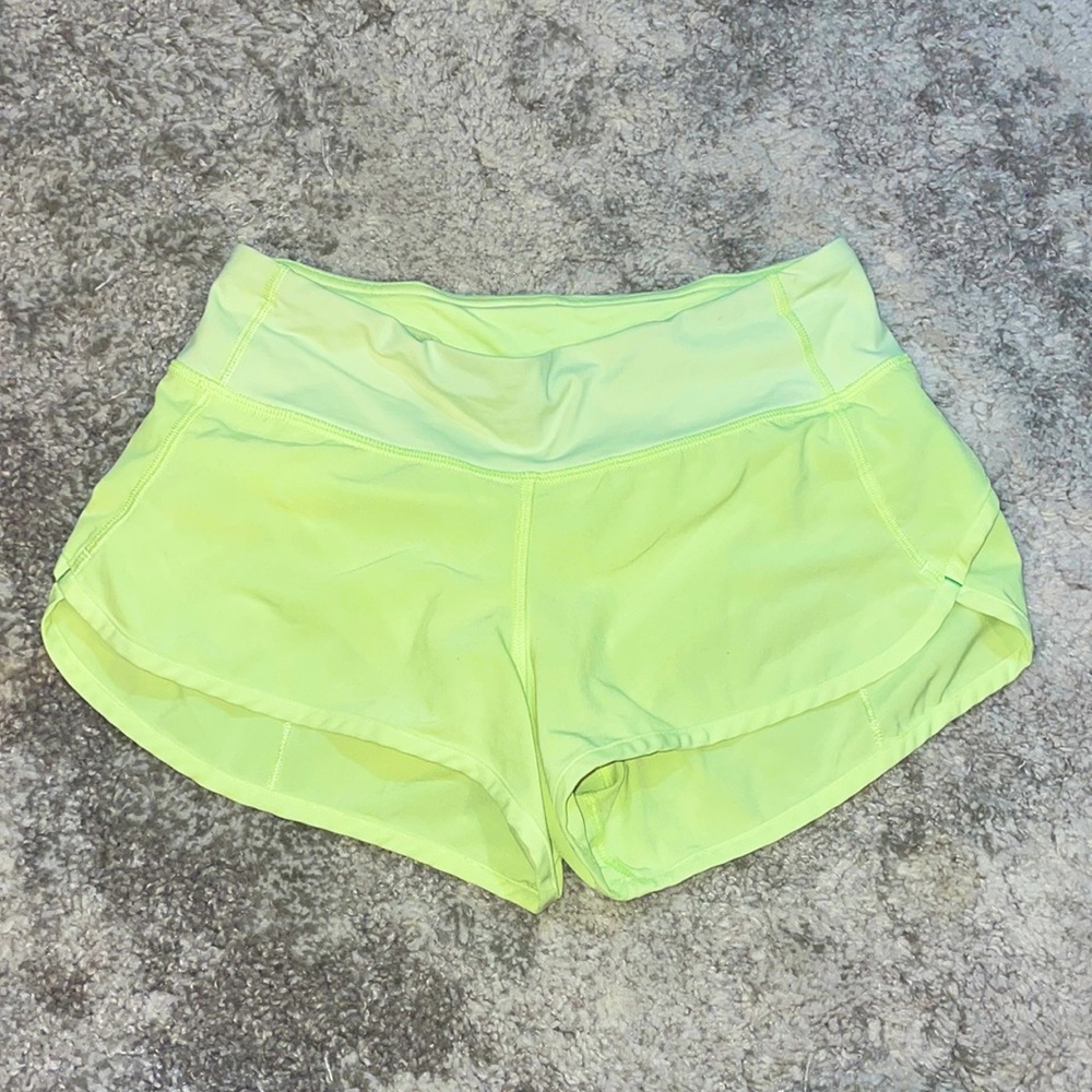 COPY - Speedup 2.5” shorts. Muted lime green. Size two. Well cared for. Discont…